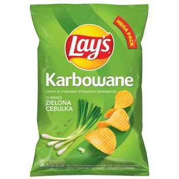 Lay's Karbowane chipsy ze starannie wybranych ziemniaków o smaku zielona cebulka 190g Inny producent