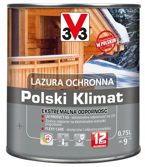 Lazura ochronna polski klimat ekstrem. odporność V33 SZARY SATYNA 0,75 l Inna marka