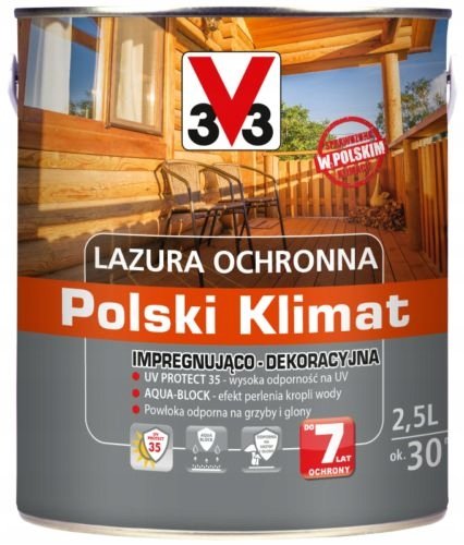 LAZURA OCHRONNA POLSKI KLIMAT IMPREGNUJĄCO-DEKORACYJNA 2,5L V33