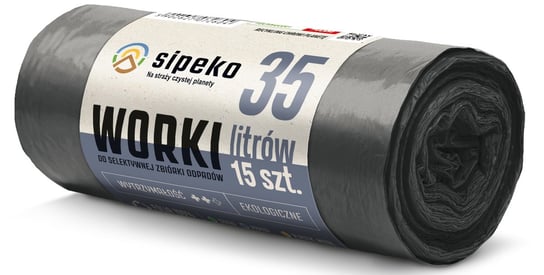 LDPE Worki na śmieci SIPEKO 35L 15szt. CZARNE Sipeko