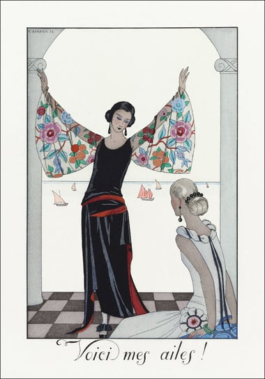 Le départ pour le casino, Manteau du soir, de Worth, George Barbier - plakat 42x59,4 cm Galeria Plakatu