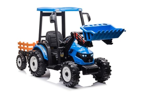 LEAN Cars, Traktor Na Akumulator Z Przyczepą Hercules Niebieski 24V LEAN CARS