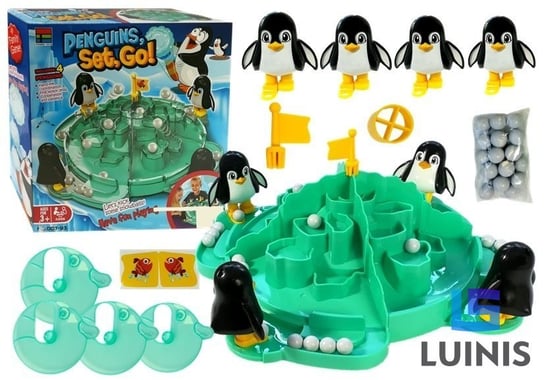 Lean Toys, gra lodowiec pingwinów podbijanie piłek śnieżek Lean Toys