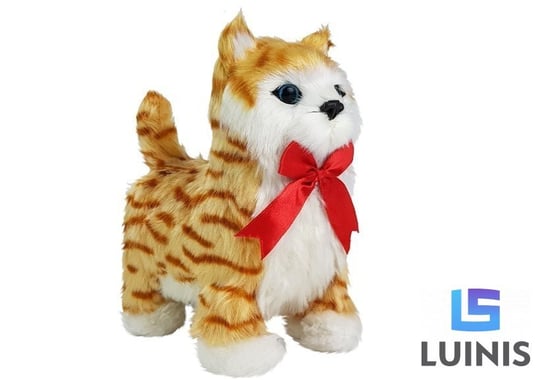 Lean Toys, interaktywny kot rudy w paski porusza się, miauczy Lean Toys
