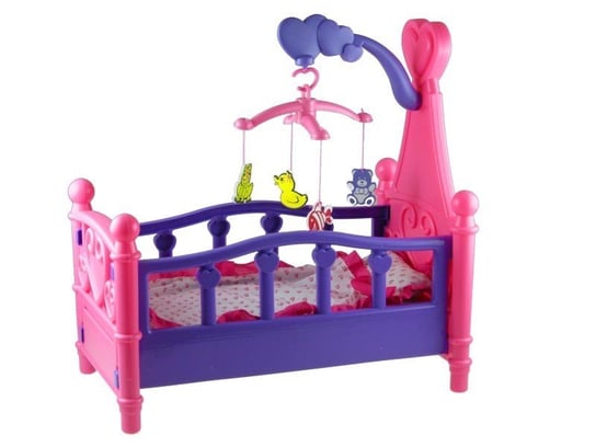 Lean Toys, łóżko dla lalki z karuzelą i pościelą Lean Toys