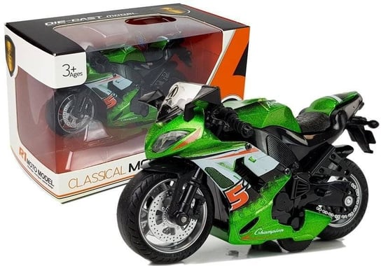 Lean Toys, motocykl z naciągiem i dźwiękiem, 1:14, zielony Lean Toys