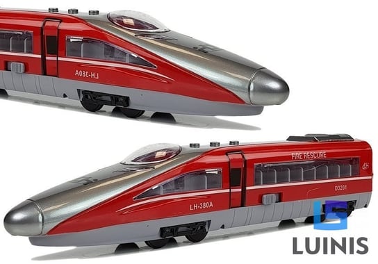 Lean Toys, pociąg pendolino z naciągiem czerwony z dźwiękiem i światłami Lean Toys