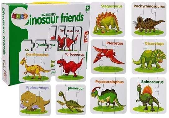 Lean Toys, Puzzle Edukacyjne Dinozaury Angielski 10 Połączeń, 30 el. Lean Toys
