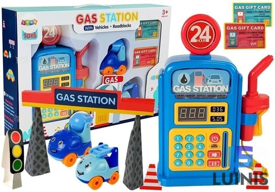 Lean Toys, stacja benzynowa z autkami, światłami, dźwiękiem Lean Toys