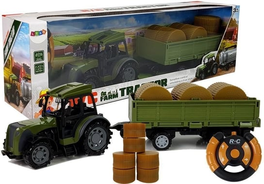 Lean Toys, traktor z przyczepą i belami siana zdalnie sterowany Lean Toys