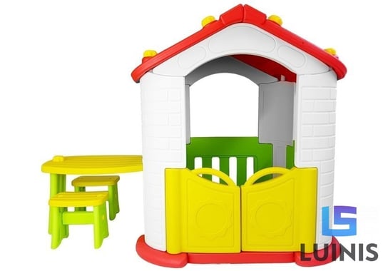 Lean Toys, zestaw ogrodowy domek stolik krzesła Lean Toys