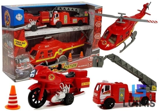 Lean Toys, zestaw pojazdów straż pożarna światło dźwięki Lean Toys
