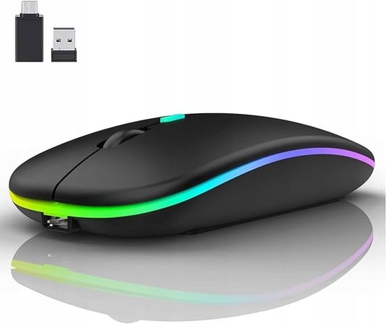 LEAPEST czarna myszka bezprzewodowa RGB 2,4G + Bluetooth cicha do MacBooka J4