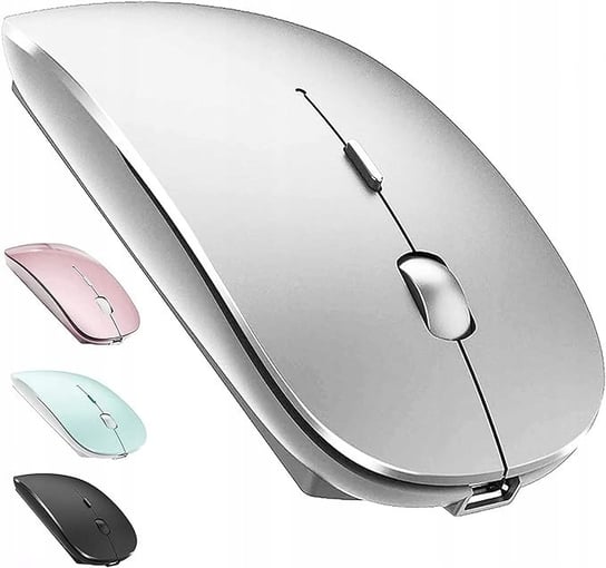LEAPEST srebrna myszka bezprzewodowa 2,4G + Bluetooth, cicha, do MacBooka Inna marka