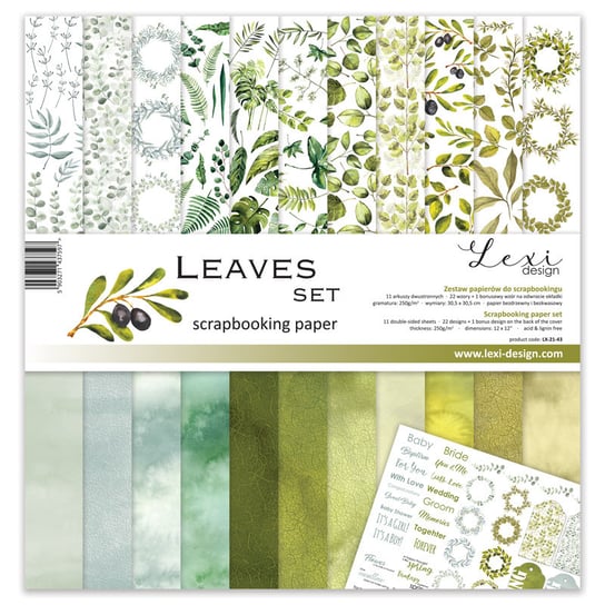 Leaves  - zestaw papierów - 30,5 cm x 30,5 cm - Lexi Design Lexi Design