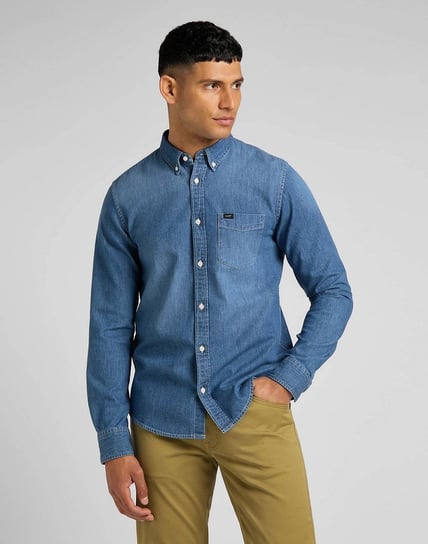 Lee Button Down Męska Koszula Jeansowa Tide Blue L880Cuqk-S LEE