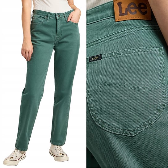 Lee CAROL REGULAR STRAIGHT Evergreen MOM JEANS ZIELONE SPODNIE 7/8 W28 L33 LEE