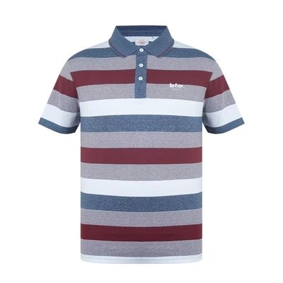 Lee Cooper t-shirt męski polo bordowy w paski, Rozmiar L Lee Cooper