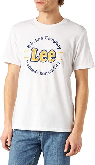 Lee Kansas Circle Tee Męski T-Shirt Koszulka Logo Nadruk Bright White L62Cfqlj -Xl Inna marka