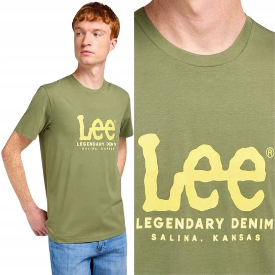 Lee LEGENDARY LOGO T Olive Grove ZIELONY T-SHIRT BAWEŁNIANA KOSZULKA XL LEE