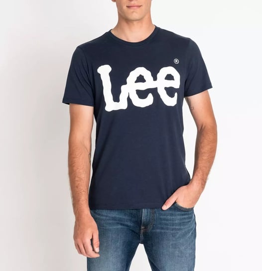 Lee Logo Tee Męski T-Shirt Koszulka Nadruk Navy Drop L62Aaiee-S Inna marka