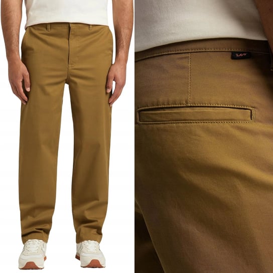 Lee RELAXED CHINO Tumbleweed Chetopa Twill LUŹNE BRĄZOWE CHINOSY W32 L32 LEE