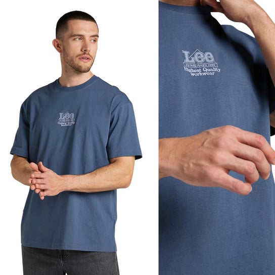 Lee SS WORKWEAR TEE Marine BARDZO LUŹNY NIEBIESKI T-SHIRT KOSZULKA S LEE