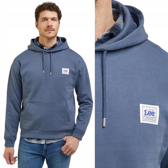 Lee WORKWEAR WW HOODIE Taint LUŹNA NIEBIESKA BLUZA Z KAPTUREM KANGURKA M LEE