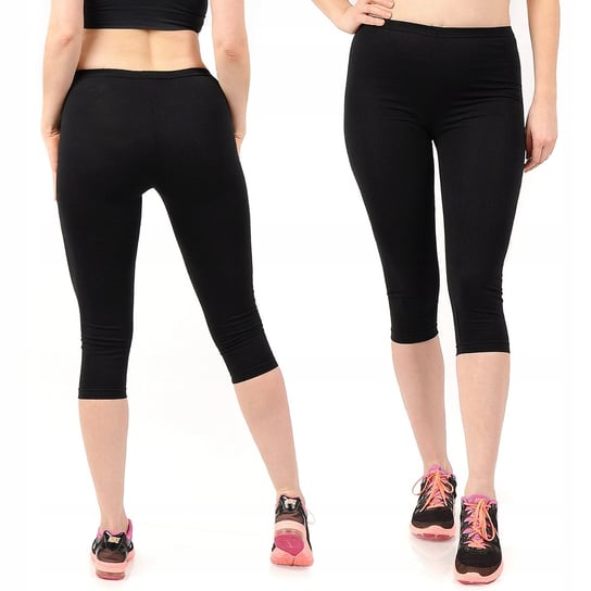 Legginsy damskie 3/4 krótkie Polskie bawełniane Getry Czarne M LAEMI