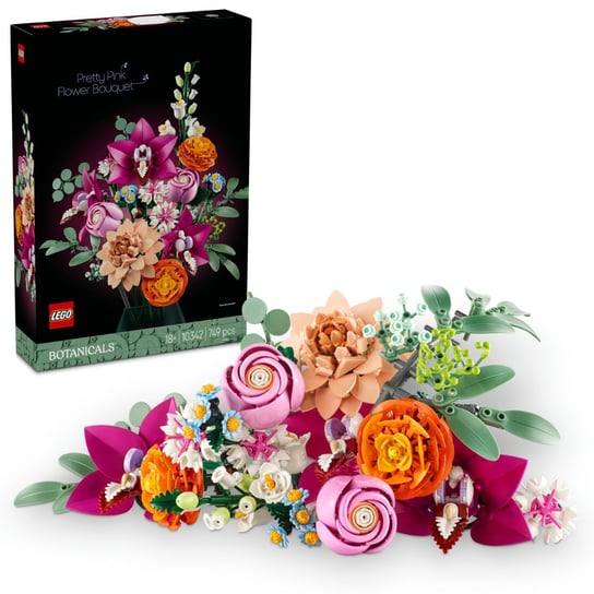 LEGO Botanicals, klocki, Piękny bukiet różowych kwiatów, 10342 LEGO