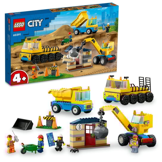LEGO City, klocki, Ciężarówki i dźwig z kulą wyburzeniową, 60391 LEGO