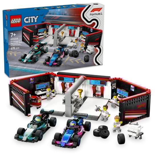 LEGO City, klocki, F1 Garaż i bolidy Mercedes-AMG i Alpine, 60444 LEGO