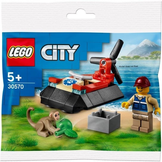 LEGO City, klocki Poduszkowiec ratowników dzikich zwierząt, 30570 LEGO