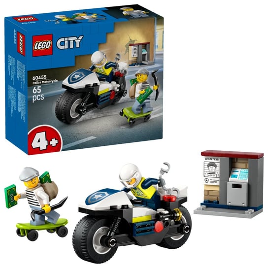 LEGO City, klocki, Pościg na motocyklu policyjnym, 60455 LEGO