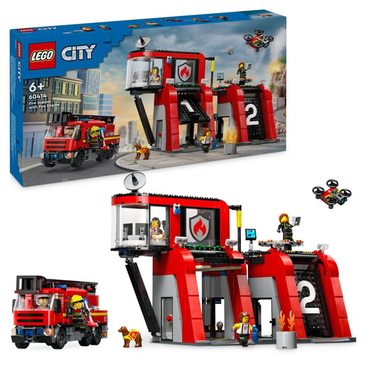LEGO City, klocki, Remiza strażacka z wozem strażackim, 60414 LEGO