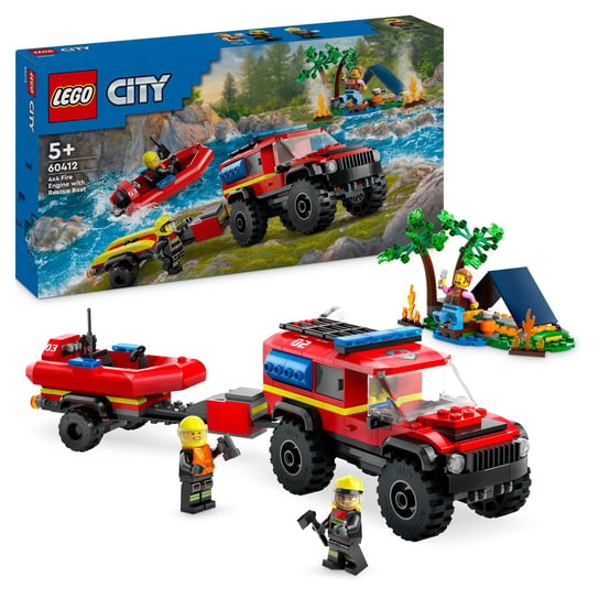 LEGO City, klocki, Terenowy wóz strażacki z łodzią ratunkową, 60412 LEGO