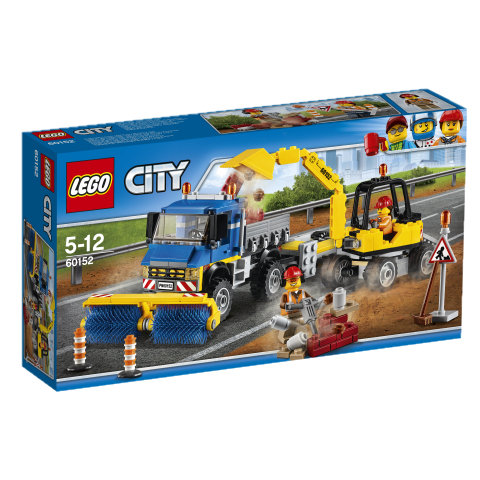 LEGO City, klocki Zamiatacz ulic i koparka, 60152 LEGO