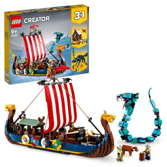 LEGO Creator, klocki, Statek wikingów i wąż z Midgardu, 31132 LEGO