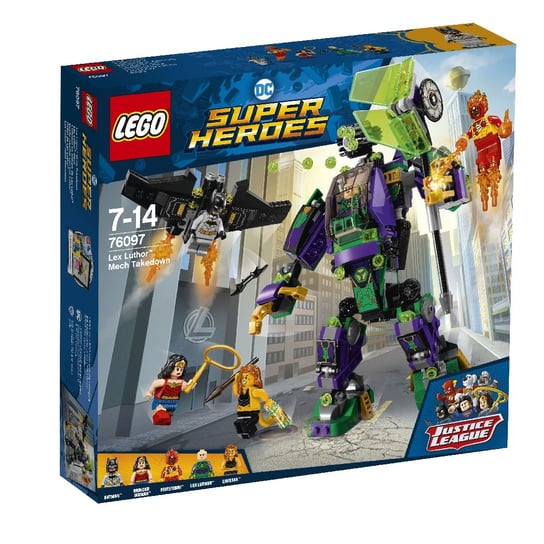LEGO DC Comics, Super Heroes, klocki Starcie z mechem Lexa Luthora, 76097 LEGO