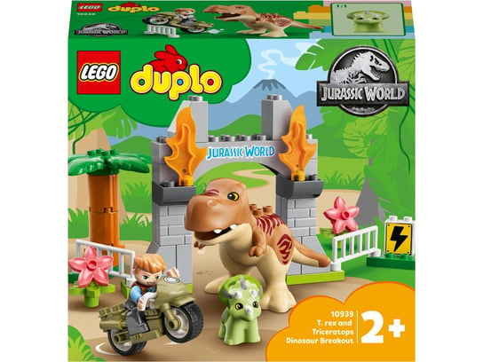 LEGO DUPLO, klocki Jurassic World, Ucieczka tyranozaura i triceratopsa, 10939 LEGO