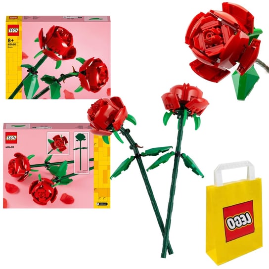 LEGO Icons 40460 Róże Kwiaty Kwiatki Róża Botanical Collection + Torba Prezentowa Lego LEGO