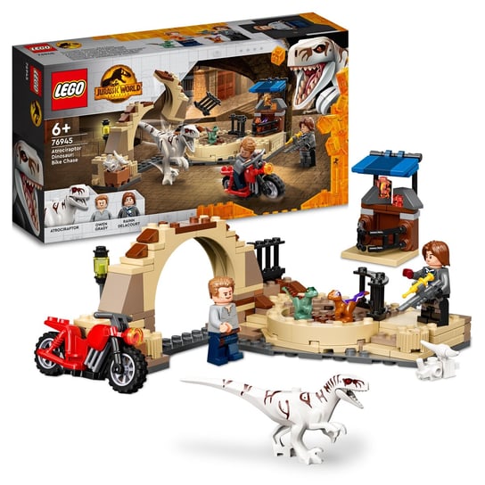 LEGO Jurassic World, klocki, klocki, Atrociraptor: pościg na motocyklu, 76945 LEGO