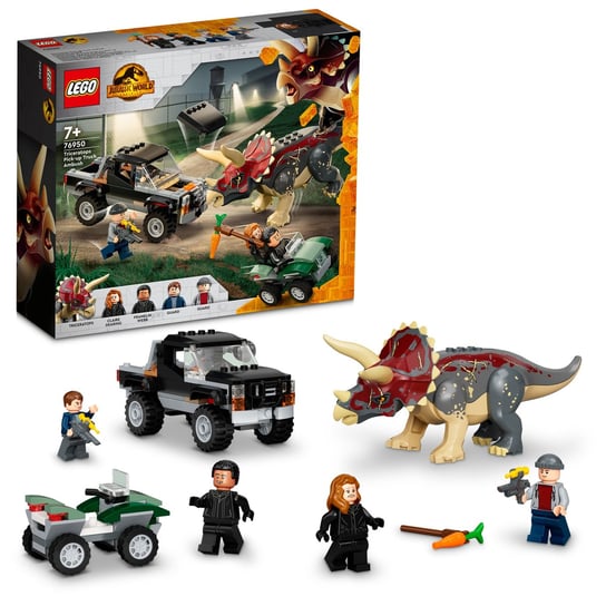 LEGO Jurassic World, klocki, Triceratops i zasadzka z pick-upem, 76950 LEGO