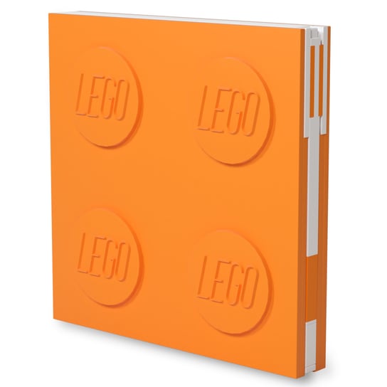LEGO, Kwadratowy notatnik, z długopisem, pomarańczowy LEGO