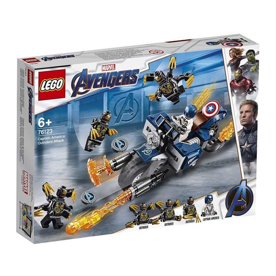 LEGO Marvel, Avengers, klocki Kapitan Ameryka: atak Outriderów, 76123 LEGO