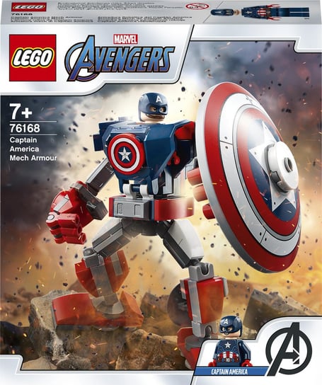 LEGO Marvel, Avengers, klocki Opancerzony mech Kapitana Ameryki, 76168 LEGO