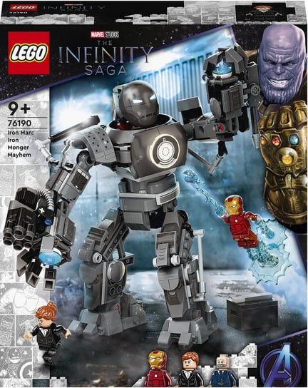LEGO Marvel, klocki, Avengers, Iron Man: zadyma z Iron Mongerem, 76190 LEGO