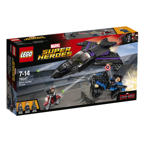 LEGO Marvel, Super Heroes, Kapitan Ameryka, klocki Pościg za Czarną Panterą, 76047 LEGO