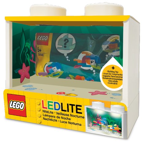 LEGO, Podświetlana gablotka, z rybką z klocków LEGO