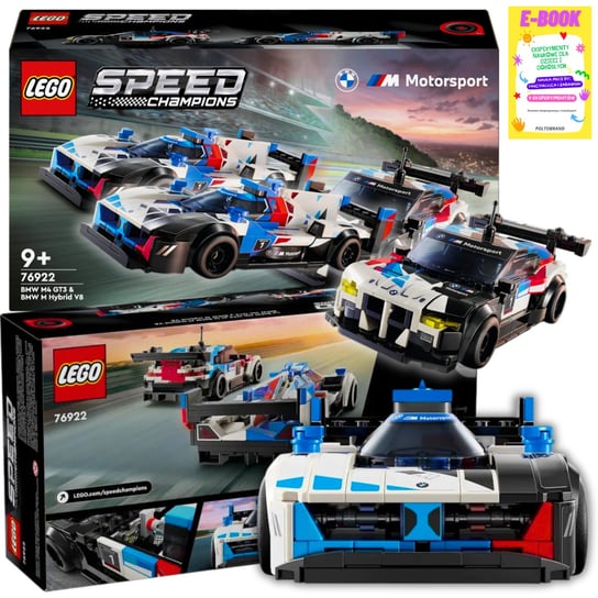 Lego samochody wyścigowe bmw m4 gt3 i bmw m hybrid v8 (76922) klocki autka prezent + ebook LEGO